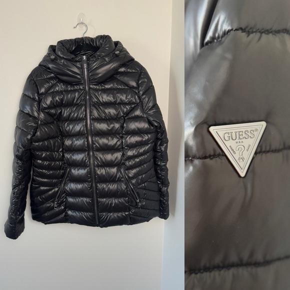 Guess Jackets & Blazers - GUESS Women's Mid-Weight Hooded Balck Jacket Size 1X NWT